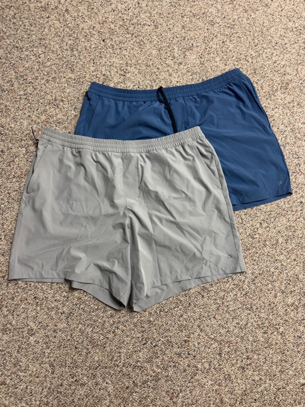 GAP Light Gray & Slate Blue Athletic Shorts Women's Slate Blue with Drawstring